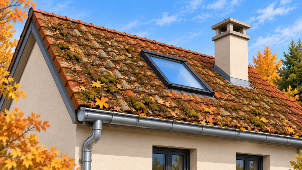 Toiture avant nettoyage dans les Yvelines